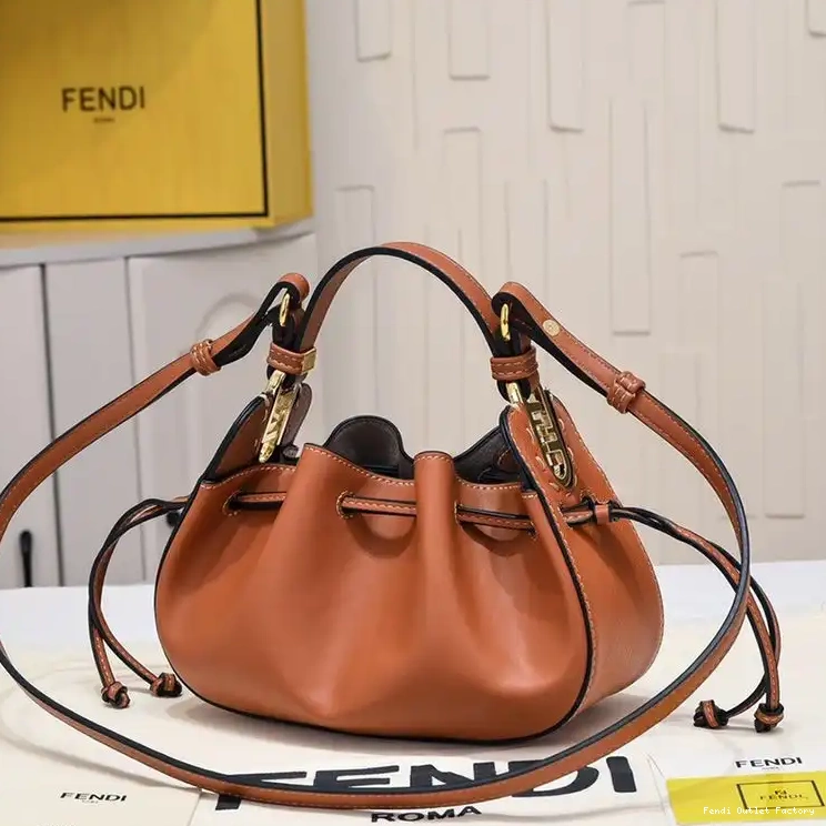 Affordable HOT Bag Bucket Pomodorino Brown Fendi Calf Mini Leather In 0623